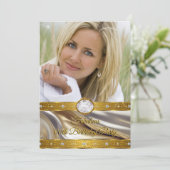 Invitation Fabuleux Anniversaire Photo Diamants Or Argent (Debout devant)