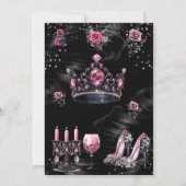 Invitation Fabuleux anniversaire Pink Silver Black Tiara talo (Dos)