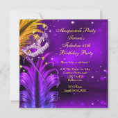 Invitation Fabuleux Anniversaire Purple Gold Masquerade Party (Dos)