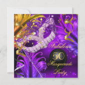 Invitation Fabuleux Anniversaire Purple Gold Masquerade Party (Devant)