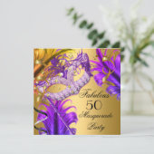 Invitation Fabuleux Anniversaire Purple Gold Masquerade Party (Debout devant)
