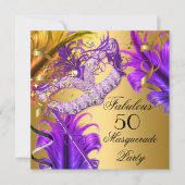 Invitation Fabuleux Anniversaire Purple Gold Masquerade Party (Devant)