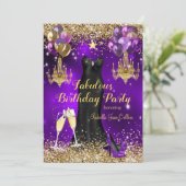 Invitation Fabuleux Anniversaire Purple Star de célébration (Debout devant)