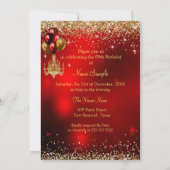 Invitation Fabuleux Anniversaire Rouge Celebration Star talon (Dos)