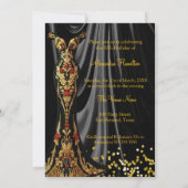 Invitation Fabuleux Anniversaire Rouge Noir Robe Champagne (Dos)