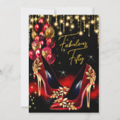 Invitation Fabuleux Anniversaire Rouge Parties scintillant ta (Devant)