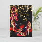 Invitation Fabuleux Anniversaire Rouge Parties scintillant ta (Debout devant)