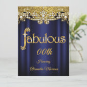 Invitation Fabuleux anniversaire Steel Blue Purple Gold Pearl (Debout devant)