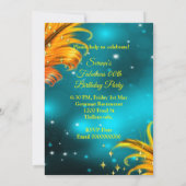 Invitation Fabuleux anniversaire turquoise Gold Jaune Champag (Dos)