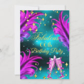 Invitation Fabuleux Anniversaire turquoise Purple rose Champa (Devant)