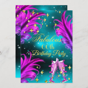 Invitation Fabuleux Anniversaire turquoise Purple rose Champa
