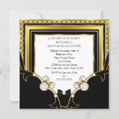 Invitation Fabuleux bijou d'or Black Champagne fête d'anniver (Dos)