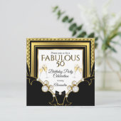 Invitation Fabuleux bijou d'or Black Champagne fête d'anniver (Debout devant)