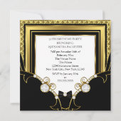 Invitation Fabuleux bijou d'or Black Champagne fête d'anniver (Dos)