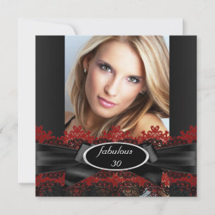 Invitation Fabuleux Black Red Lace photo Anniversaire fête 2
