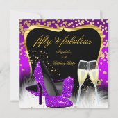 Invitation Fabuleux Champagne 50 Party Purple Magenta Gold (Devant)