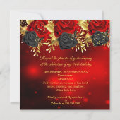 Invitation Fabuleux Champagne Anniversaire Rouge Noir Rose Or (Dos)