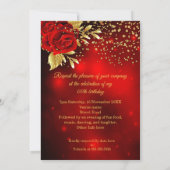 Invitation Fabuleux Champagne Anniversaire Rouge Rose Or (Dos)