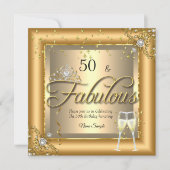 Invitation Fabuleux Champagne d'or de fête d'anniversaire (Devant)