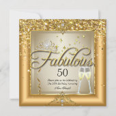 Invitation Fabuleux Champagne d'or fête d'anniversaire (Devant)