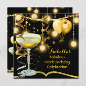Invitation Fabuleux Champagne Gold Celebration Party (Devant / Derrière)