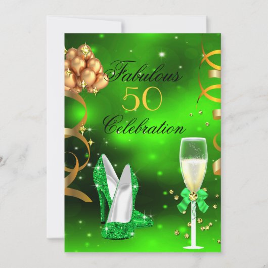 Invitation Fabuleux Champagne Parties scintillant Lime Green (Devant)