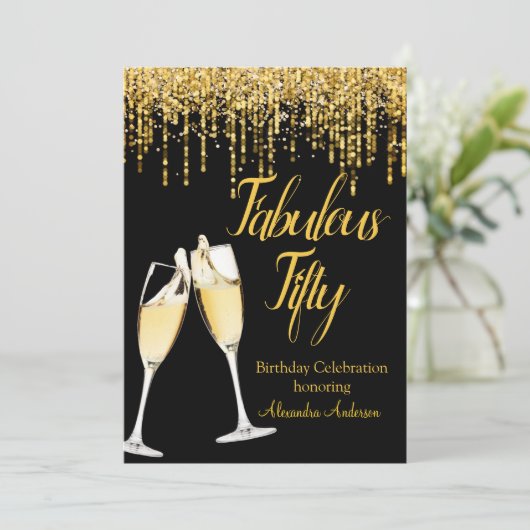 Invitation Fabuleux Cinquante Anniversaire Parties scintillan (Debout devant)