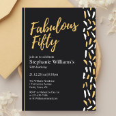 Invitation Fabuleux Cinquante Golden Modern Femme's 50e anniv