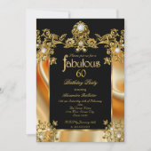 Invitation Fabuleux Elégant 60e Anniversaire Silk Gold Diamon (Devant)