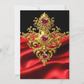 Invitation Fabuleux Elegant Anniversaire Rouge Silk Gold Gems (Dos)