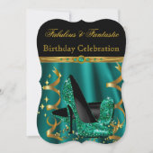 Invitation Fabuleux Emerald Green Gold talons fête d'annivers (Devant)