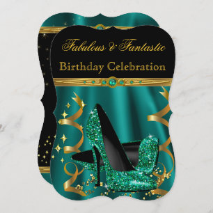 Invitation Fabuleux Emerald Green Gold talons fête d'annivers