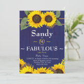 Invitation Fabuleux et Cinquante Anniversaire Moderne Bleu To (Debout devant)