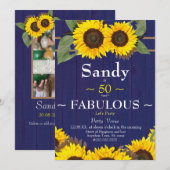 Invitation Fabuleux et Cinquante Anniversaire Moderne Bleu To (Devant / Derrière)