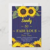 Invitation Fabuleux et Cinquante Anniversaire Moderne Bleu To (Devant)