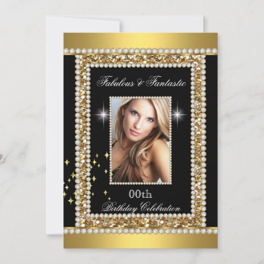 Invitation Fabuleux Fantastic Gold Black Glamor Hollywood (Devant)