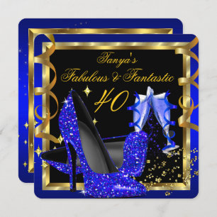 Invitation Fabuleux Fantastic Moderne Royal Blue Black Gold
