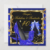 Invitation Fabuleux Fantastic Moderne Royal Blue Black Gold (Devant)