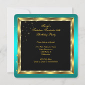 Invitation Fabuleux Fantastic Moderne Turquoise Bleu Noir Or (Dos)