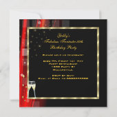 Invitation Fabuleux Fantastic Red Gold moderne fête d'anniver (Dos)