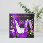Invitation Fabuleux Fantastique Moderne Purple Or Anniversair (Debout devant)