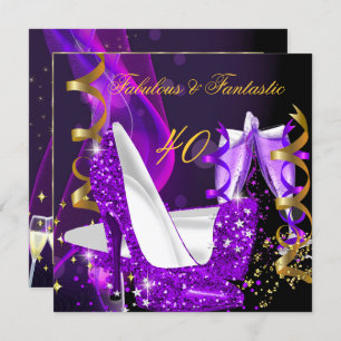 Invitation Fabuleux Fantastique Moderne Purple Or Anniversair