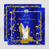 Invitation Fabuleux Fantastique Royal Blue fête d'anniversair (Devant / Derrière)