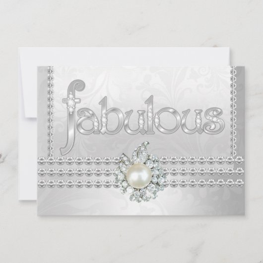 Invitation Fabuleux fête d'anniversaire argent Diamant blanc  (Devant)