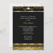 Invitation Fabuleux fête d'anniversaire Black Gold Floral Pho (Dos)