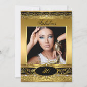 Invitation Fabuleux fête d'anniversaire Black Gold Floral Pho (Devant)