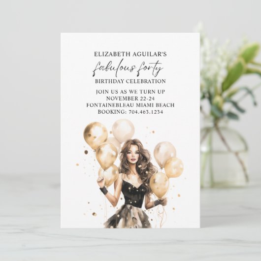 Invitation Fabuleux fête d'anniversaire de quarante (Debout devant)