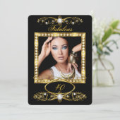 Invitation Fabuleux fête d'anniversaire Pearl Black Gold Phot (Debout devant)