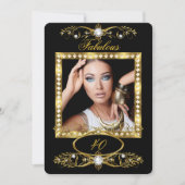 Invitation Fabuleux fête d'anniversaire Pearl Black Gold Phot (Devant)
