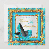 Invitation Fabuleux fête d'anniversaire Turquoise Bleu Or hau (Devant)